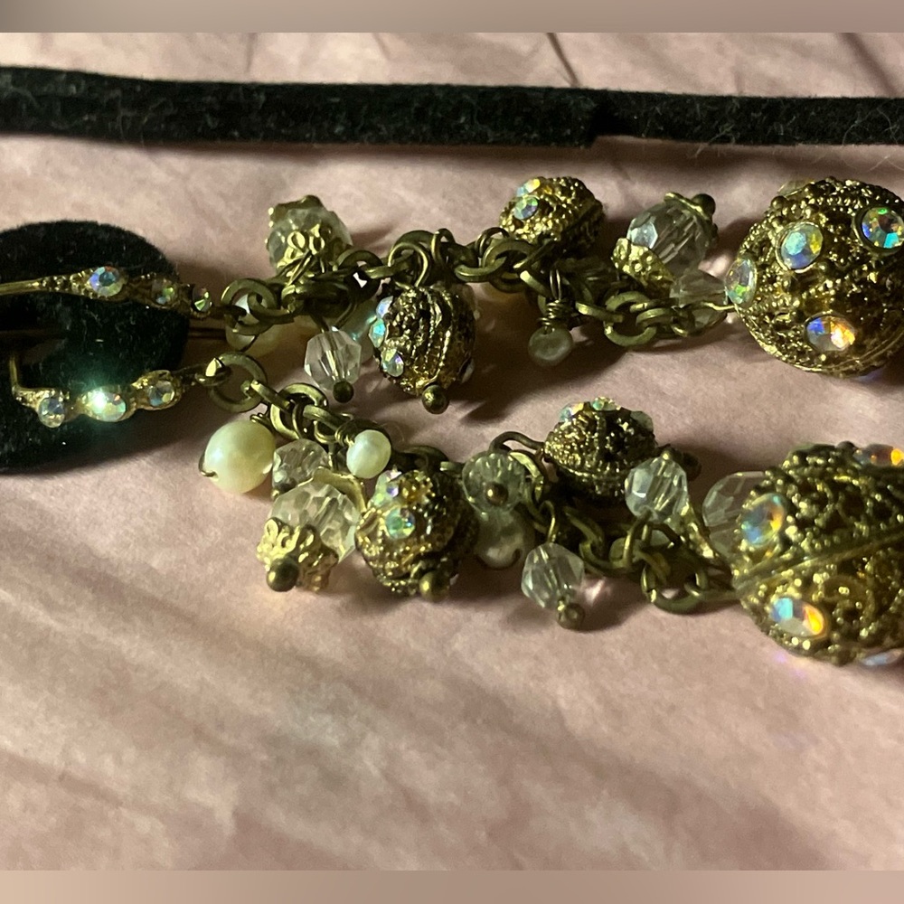 Elegant Gold and Silver Crystal Dangle Earrings - Picture 7 of 9